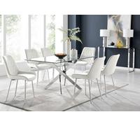 Leonardo Dining Table With Six Pesaro Silver Leg Chairs - Cream
