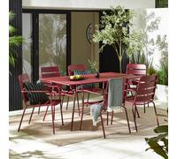 FurnitureboxUK Furniturebox UK Leros Metal 6 Seat Garden Dining Set in Red | Size: 6 Person FurnitureboxUK Red 6 Person