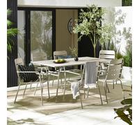 Furniturebox Uk Leros Cream Metal 6 Seat Garden Dining Set