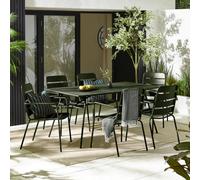 Furniturebox Uk Leros Green Metal 6 Seat Garden Dining Set