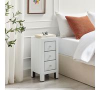 Furniturebox Uk Lexi Contemporary White Mirrored Bedside Table Side Table Bedroom Cabinet Modern Slimline 3 Drawer Reflective