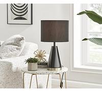 Furniturebox UK Lighting - Zoe Black & Gold Metal Table Lamp Light (Including Bulb) - Modern Lamp with Tapered Base - Black Satin-Matte Metal & Gold Accent - Black Fabric Lampshade - Simple & Glam.