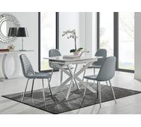 Furniturebox Uk Lira 100 Extending Dining Table And 4 Grey Corona Silver Leg Chairs