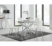 Furniturebox Uk Lira 100 Extending Dining Table And 4 White Corona Silver Leg Chairs