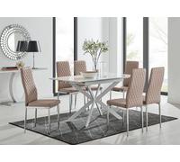 Furniturebox Uk Lira 120 Extending Dining Table And 6 Cappuccino Milan Chairs