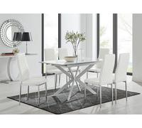 Furniturebox Uk Lira 120 Extending Dining Table And 6 White Milan Chairs