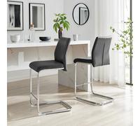 FurnitureboxUK Lorenzo 2x Faux Leather & Silver Bar Chairs in Black FurnitureboxUK Black