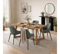 Furniturebox Uk Lulworth Walnut Effect Wood Dining Table 4 Green Beaumont Chairs