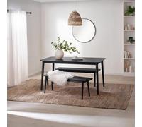Furniturebox Uk Lynton Large Black Wooden Dining Table & 2 Benches