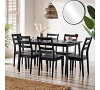 Furniturebox Uk Lynton Large Black Wooden Dining Table & 6 Black Dining Chairs