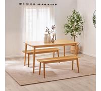 FurnitureboxUK Lynton Large Wooden Dining Table & 2 Benches in Light Oak FurnitureboxUK Light Oak