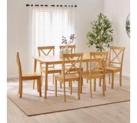 Furniturebox Uk Lynton Large Oak Effect Wooden Dining Table & 6 Millford Chairs