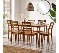 FurnitureboxUK Lynton Large Walnut Colour Wooden Dining Table & 6 Dining Chairs FurnitureboxUK Walnut