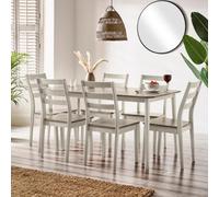 Furniturebox Uk Lynton Large White & Light Grey Wooden Dining Table & 6 Grey Dining Chairs