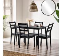 FurnitureboxUK Lynton Small Black Wooden Dining Table & 4 Black Dining Chairs FurnitureboxUK Black