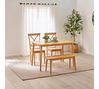 Furniturebox Uk Lynton Small Oak Effect Wooden Dining Table With 2 Millford Chairs & Bench