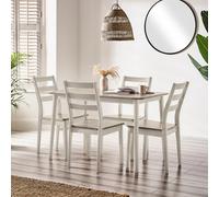 Furniturebox Uk Lynton Small White & Light Grey Wooden Dining Table & 4 Grey Dining Chairs