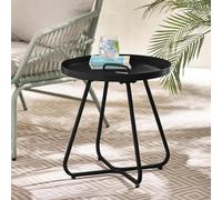 FurnitureboxUK Lyon Metal Outdoor Round Side Table in Black FurnitureboxUK Black