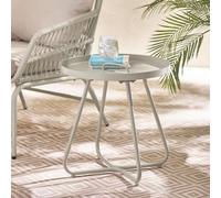 FurnitureboxUK Lyon Metal Outdoor Round Side Table in Cream FurnitureboxUK Cream