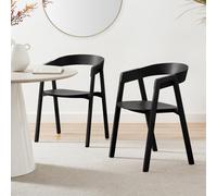 FurnitureboxUK Masa 2x Solid Oak Black Wooden Dining Chairs FurnitureboxUK Black