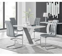Furniturebox Uk Monza 4 White/grey Dining Table & 4 Grey Murano Chairs