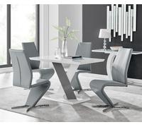 Furniturebox Uk Monza 4 White/grey Dining Table & 4 Grey Willow Chairs