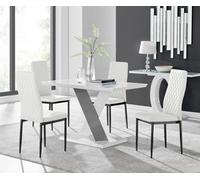 Furniturebox Uk Monza 4 White/grey Dining Table & 4 White Milan Black Leg Chairs