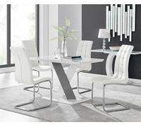 Furniturebox Uk Monza 4 White/grey Dining Table & 4 White Murano Chairs