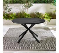 Furniturebox Uk Nanterre Black Metal Dining Table: Round Top & Tempered Glass