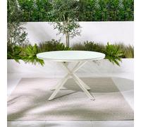 Furniturebox Uk Nanterre Cream Metal & Glass Round Outdoor Dining Table