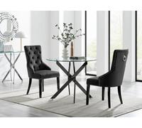 FurnitureboxUK Novara 100cm Round Black Leg Dining Table & 2 Belgravia Black Leg Chairs FurnitureboxUK Black