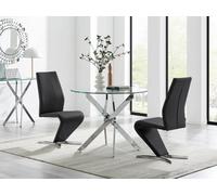 Novara 100cm Round Dining Table 2 Willow Chairs - Black