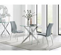 Furniturebox Uk Novara 100Cm Round Dining Table & 2 Elephant Grey Isco Chairs