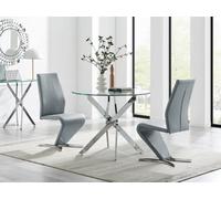 Furniturebox Uk Novara 100Cm Round Dining Table & 2 Elephant Grey Willow Chairs