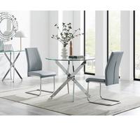 Novara 100cm Round Dining Table 2 Lorenzo Chairs - Grey