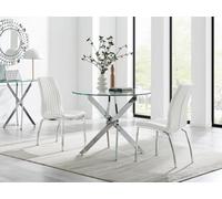 Furniturebox Uk Novara 100Cm Round Dining Table & 2 White Isco Chairs