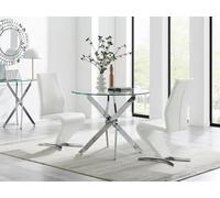 Furniturebox Uk Novara 100Cm Round Dining Table & 2 White Willow Chairs