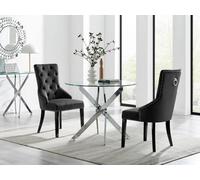 Furniturebox Uk Novara 100Cm Round Dining Table And 2 Black Belgravia Black Leg Chairs