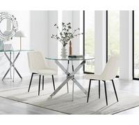 Furniturebox Uk Novara 100Cm Round Dining Table And 2 Cream Pesaro Black Leg Chairs