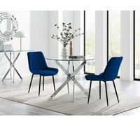 FurnitureboxUK Novara 100cm Round Dining Table & 2 Pesaro Black Leg Chairs in Navy FurnitureboxUK Navy