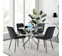 FurnitureboxUK Novara 100cm Round Dining Table & 4 Pesaro Black Leg Chairs FurnitureboxUK Black
