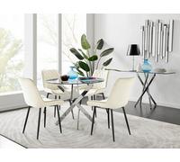 FurnitureboxUK Novara 100cm Round Dining Table & 4 Pesaro Black Leg Chairs in Cream FurnitureboxUK Cream
