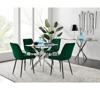 FurnitureboxUK Novara 100cm Round Dining Table & 4 Pesaro Black Leg Chairs in Green FurnitureboxUK Green