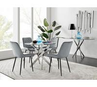 FurnitureboxUK Novara 100cm Round Dining Table & 4 Pesaro Black Leg Chairs in Grey FurnitureboxUK Grey