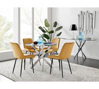 FurnitureboxUK Novara 100cm Round Dining Table & 4 Pesaro Black Leg Chairs in Mustard FurnitureboxUK Mustard