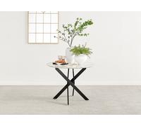 FurnitureboxUK Novara 100cm Round 4-Seater Dining Table With Black Metal Legs in Off-White FurnitureboxUK Off-White