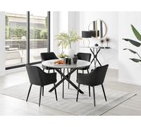 FurnitureboxUK Novara Grey Concrete Effect Black Leg 120cm Round Dining Table & 4 Calla Black Leg Chairs FurnitureboxUK Black