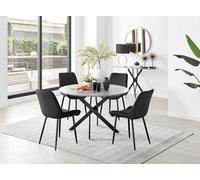 FurnitureboxUK Novara Grey Concrete Effect Black Leg 120cm Round Dining Table & 4 Pesaro Black Leg Chairs FurnitureboxUK Black