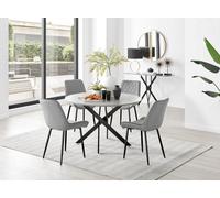 FurnitureboxUK Novara Grey Concrete Effect Black Leg 120cm Round Dining Table & 4 Pesaro Black Leg Chairs FurnitureboxUK Grey