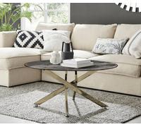 FurnitureboxUK Novara Round Marble Effect Glass Top Coffee Table With Gold Metal Starburst Legs in Grey FurnitureboxUK Grey